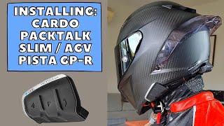 HOW TO INSTALLING THE CARDO PACKTALKSLIM ON AGV PISTA GPR HELMET  Amelia2Wheels [upl. by Nuoras]