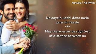 Duniya Lyrics With English Translation  Luka Chuppi  Kartik Aaryan Kriti Sanon  Akhil  Dhvani B [upl. by Nuawaj]