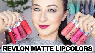 Revlon Ultra HD Matte Lip Color Review amp Swatches  All 8 shades [upl. by Ahker]