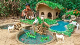 Rescue Abandoned Puppies Building Mud House Dog And Fish Pond For Red Fish [upl. by Weyermann]