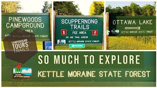 Pinewoods and Ottawa Lake Campground Tour as well as Scuppernong Trails Kettle Moraine Southern Unit [upl. by Ilana]