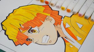 Demon Slayer  Drawing Zenitsu Agatsuma  Copic  My Brilliant Art [upl. by Aydne276]