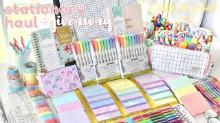 Back to school supplies shopping huge stationery haul amp giveaway 2021 ✏️🌸 [upl. by Darrin]