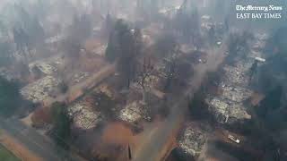 Campfire Aerial tour of Paradise California destruction [upl. by Nnairrehs578]