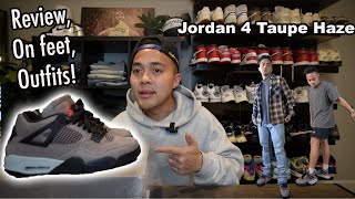 Jordan 4 Taupe Haze  Review On feet OUTFITS [upl. by Nali]