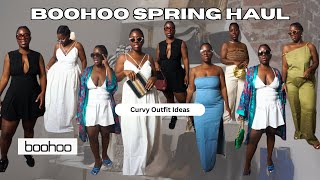 BOOHOO SPRING HAUL amp TRY ON curvy outfit ideas [upl. by Nylahsoj708]