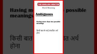 Ambiguous Meaning  Word Meaning  The English Mentor [upl. by Eceryt]