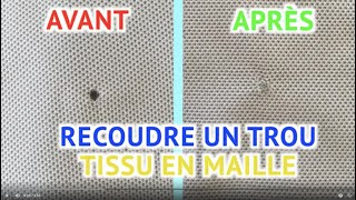 RECOUDRE UN TROU👍 TISSU EN MAILLE👚👕 [upl. by Stalk]