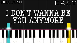 Billie Eilish  idontwannabeyouanymore  EASY Piano Tutorial [upl. by Mok696]