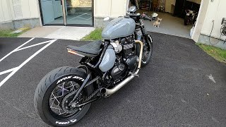 Triumph Bobber Cat Delete Exhaust sound before and after [upl. by Reivad]