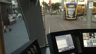 Drivers Twilight View Gold Coast Tram Helensvale to Broadbeach South Queensland [upl. by Kinny618]