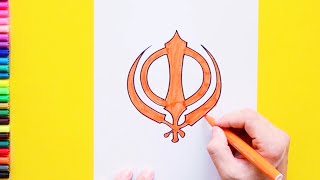 How to draw Khanda Sikhism Symbol [upl. by Bhatt455]