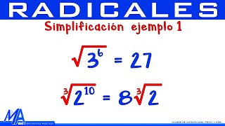 Simplificación de radicales  Ejemplo 1 [upl. by Nalod]