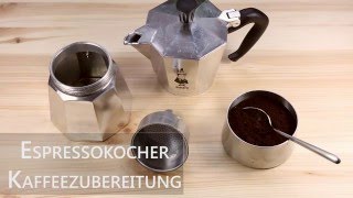 Kaffeezubereitung mit dem Espressokocher  Mokakanne [upl. by Kerge]