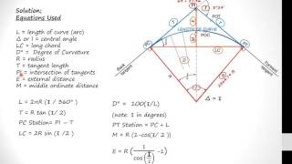 Horizontal Curve Calcs Circular Curve Elements 1 [upl. by Ahseya]