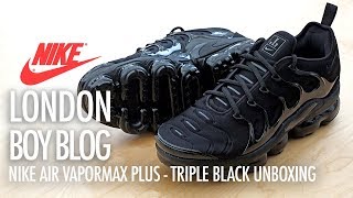 Nike Air Vapormax Plus Triple Black  Unboxing [upl. by Edwine831]