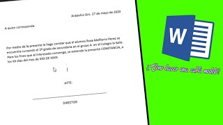 Cómo hacer una carta modelo en word [upl. by Eyahc467]