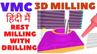 vmc machine programming  3d milling program  program  set up  machining  3d rest milling [upl. by Ainna708]