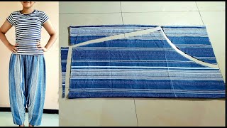 DIY Very Easy Salwar Pants cuttingHarem PantsDrop Crotch Pants Tutorial [upl. by Dianemarie]