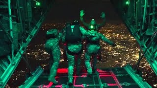 Air Force Special Operations Night Jump – Static amp HALO Jumps Out Of C130H [upl. by Itoc]