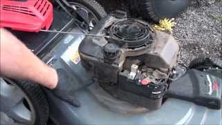 EASY HOW TO FIX a Briggs and Stratton lawnmower STARTER PULL ROPE [upl. by Zaria]