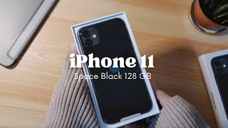 Unboxing iPhone 11 in 2023  Space Black 128GB  Accessories [upl. by Terris]