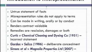 Misrepresentation Lecture 1 of 4 [upl. by Eneluqcaj858]