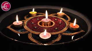 How to make  Floating Diya Stand  Floting Kundan Rangoli  Art with Creativity 277 [upl. by Callean21]