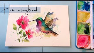 Hummingbird Painting Watercolor Wet on Wet Technique Step by Step Watercolor Bird [upl. by Aleksandr]