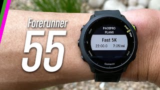 Garmin Forerunner 55 GPS Sportswatch InDepth Review  More Running Features [upl. by Akisey]