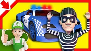 La policía atrapó a un ladrón Coches policia niños Dibujos de policias para niños [upl. by Leakcim]