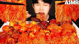 COOKING ASMR  Spicy enoki mushrooms mukbang best compilation  no talking eating sounds [upl. by Nyliret36]