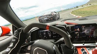 C8 CORVETTE ATTACKS FERRARI AND MCLAREN ON TRACK [upl. by Znarf]