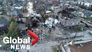 Nashville tornado Drone footage shows incredible path of destruction and damage [upl. by Etat]