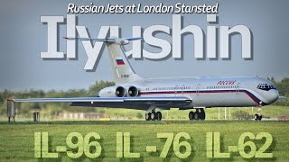 Ilyushin Russian Planes IL62 IL76 IL96 Aeroplanes London Stansted Airport Loud Rare Planespotting [upl. by Suki]