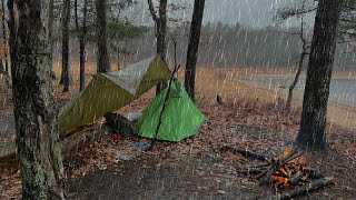 Solo Camping in HEAVY RAIN  High Winds  STORM [upl. by Rudy]