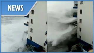 Massive waves devastate Tenerife during worst storm in 40 years [upl. by Habas676]