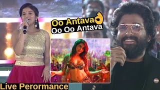 Oo AntavaOo Oo Antava Song Live PerformanceSamanthaAllu Arjun Rashmika  DSPMangliOo Antava [upl. by Eittap]