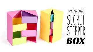 Origami Secret Stepper Box Tutorial  DIY  Paper Kawaii [upl. by Asyen464]