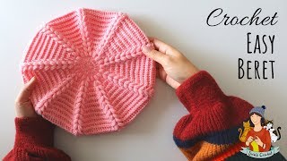 How To Crochet An Easy Beret Hat  Beginner Friendly Tutorial [upl. by Hollinger130]