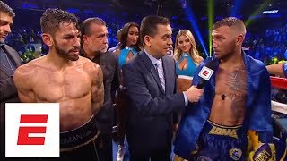 Vasiliy Lomachenko defeats Jorge Linares by knockout in the 10th round  ESPN [upl. by Nerrawed]