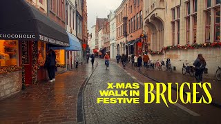 Christmas in Bruges Belgium Walking Tour  4K [upl. by Yenaffit]