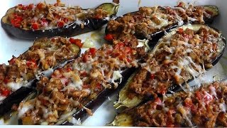 Lamb Mince stuffed Aubergines How to cook video recipe [upl. by Shinberg559]