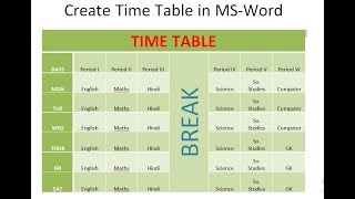 How to Create TimeTable in Ms Word  school time table in Ms word divya classes study point [upl. by Ceil]