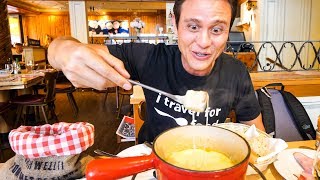 Swiss Food Tour  CHEESE FONDUE and Jumbo Cordon Bleu in Zurich Switzerland [upl. by Ycnaf233]