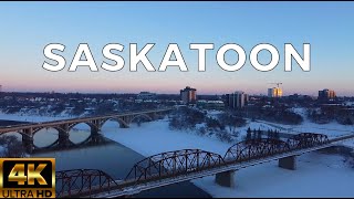 Saskatoon Canada  Walking Tour and Drone View  4K UHD [upl. by Maloy21]