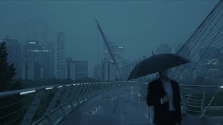 4K SEOUL WALK  Rainy Yeouido Evening  Ambience sound ASMR  Cyberpunk  Cinematic [upl. by Ettennaj]