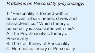 Freshman Psychology questions Chapter 6  Personality [upl. by Talanta]