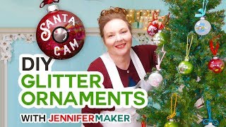 DIY Glitter Ornaments  Personalized on a Cricut [upl. by Egiedan]