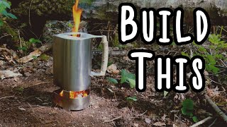 How to make a Storm kettle  Ultimate DIY survival and camping Kelly Ghillie mini rocket Stove [upl. by Noruq]